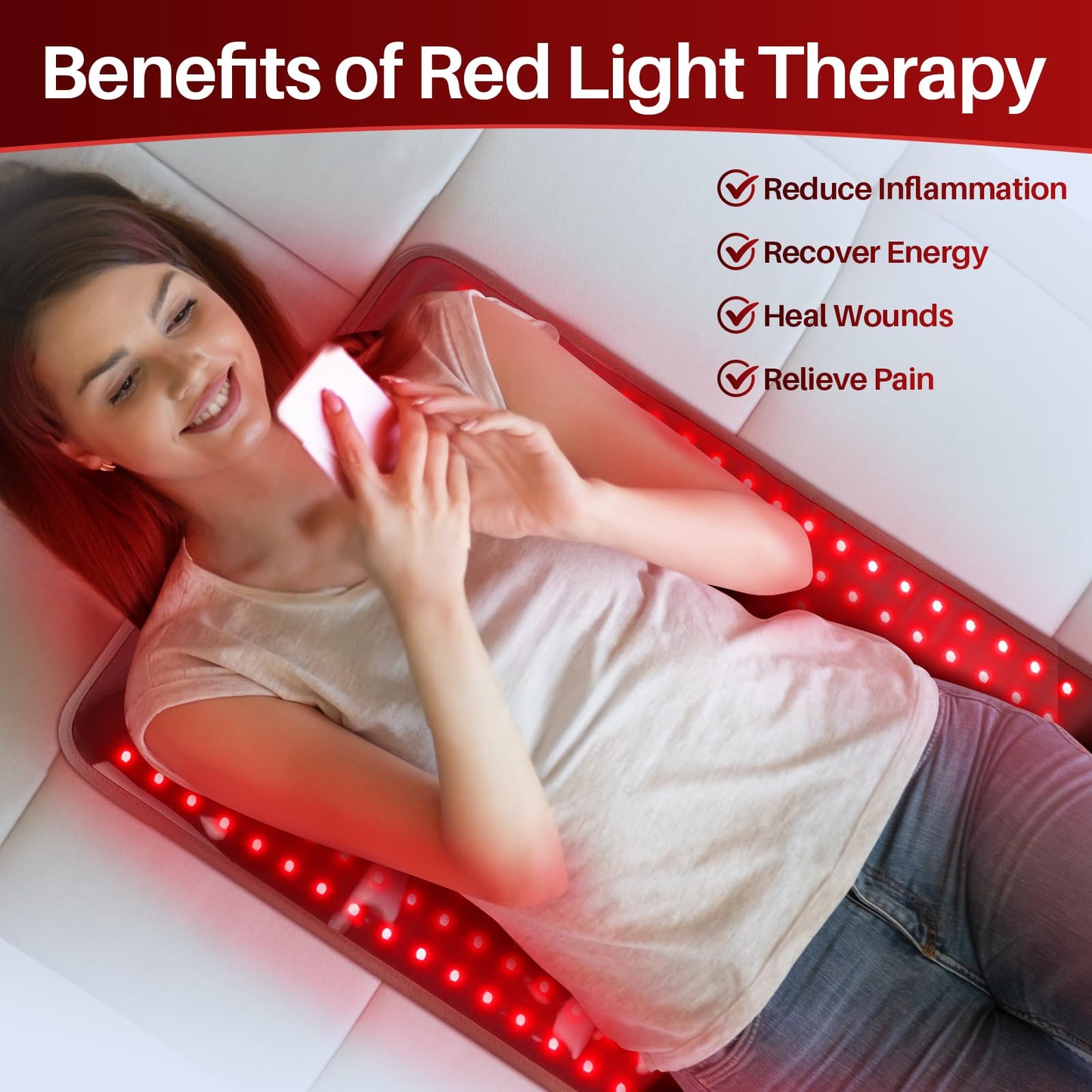 XL Large Red Light Therapy Pad for Body, 24'' X 17'' FSA HSA Eligible near Infrared Light Therapy Pad with 320 Leds, 4