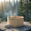 Wood Fired 4-Person to 5-Person 0-Jet Hot Tub and Ice Bath with Internal Stove Pine